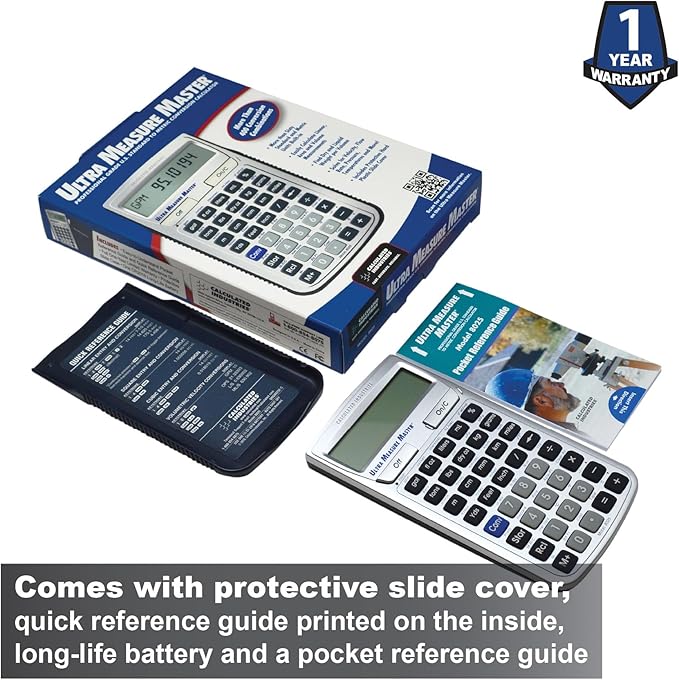 Calculated Industries 8025 Ultra Measure Master Professional Grade U.S. Standard to Metric Conversion Calculator Tool for Engineers, Architects, Builders, Scientists and Students | 60+ Units Built-in, Silver