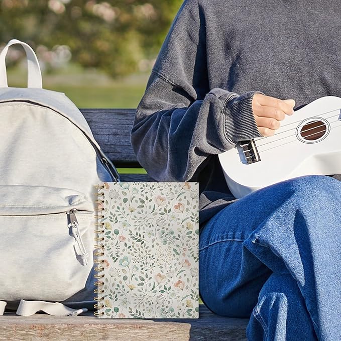 Vintage Pastel Floral Journal Notebooks, Sage Green and Pink Flower College Ruled Notebooks for Note Taking, Wildflower Floral Botanical Journal Journaling, Spiral Notebook 5.5x8.3