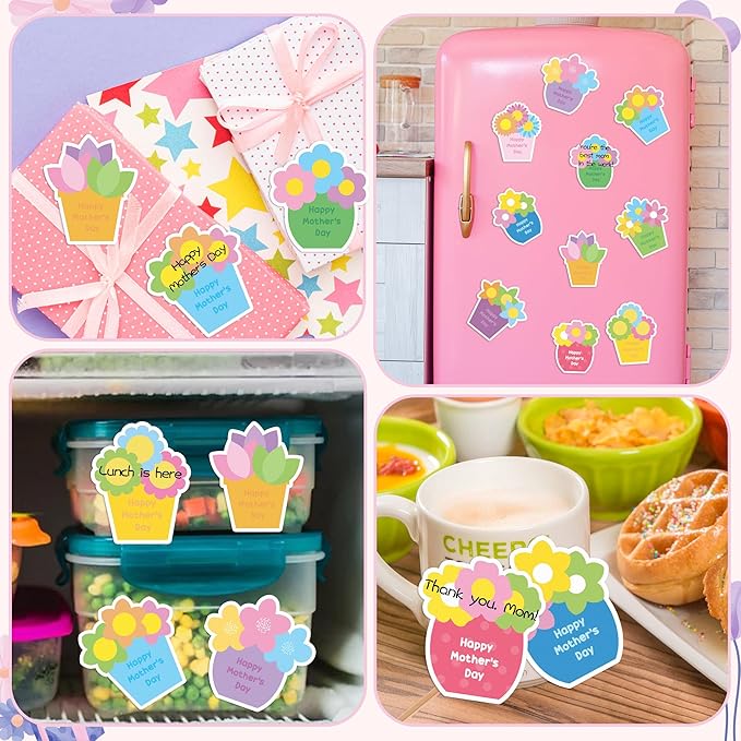CJiangpo 30Pcs Mother's Day Sticky Notes Pads, 600 Sheets Self Stick Notepad Memo Pads Colorful Flowerpot Shape Page Marker Mother's Day Gifts for Mom School Office Supplies Party Favor Filler