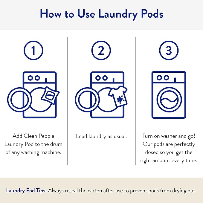The Clean People Laundry Detergent Pods - Hypoallergenic Laundry Pods - Ultra Concentrated, Recyclable Packaging, Stain Fighting - Sweet Petals, 32 Pack