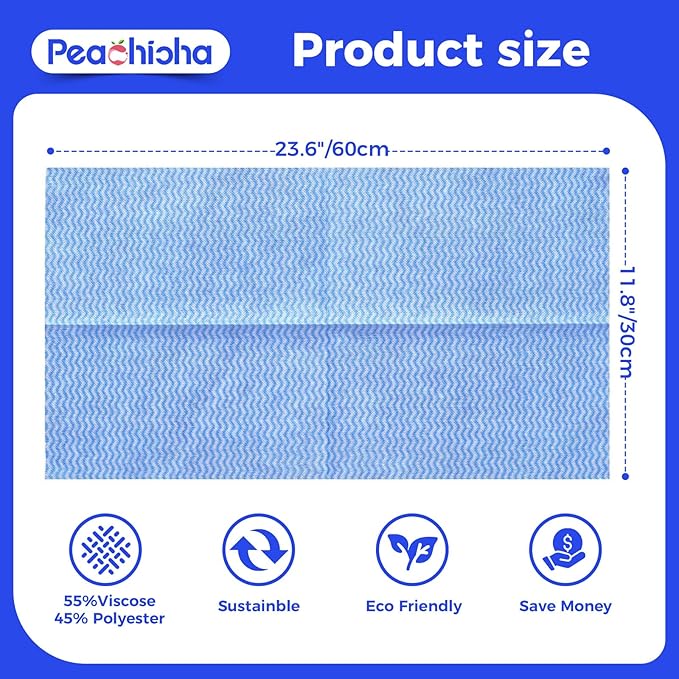 Reusable Cleaning Towels Handi Wipes Reusable Cloths Disposabel Dish Cloths Dish Towels Dry Handy Wipes Big Durable Absoebent 40 Count, Blue