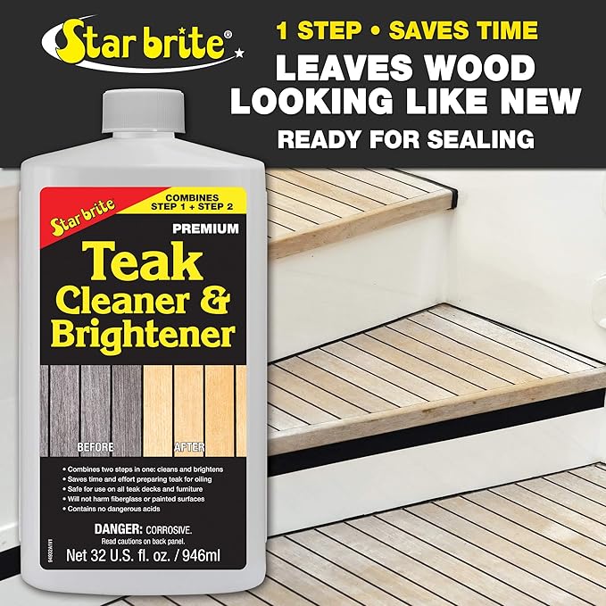 STAR BRITE Teak Cleaner & Brightener, Restore Weathered Wood, 32oz (094932)