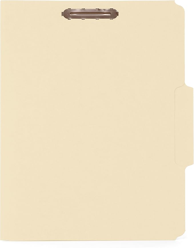 50 Manila Fastener File Folders - 1/3 Cut Reinforced Assorted Tab - Durable 2 Prongs Designed to Organize Standard Medical Files, Law Client Files, Office Reports - Letter Size, Manila, 50 Pack