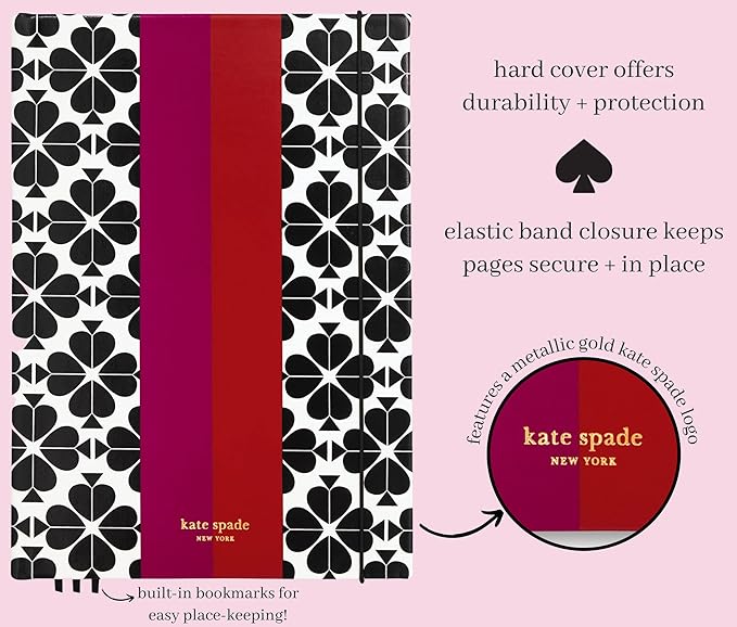 kate spade new york Take Note XL Notebook Journal, Vegan Leather Hardcover Journal, Diary Includes 168 Lined Pages, Spade Flower Stripe