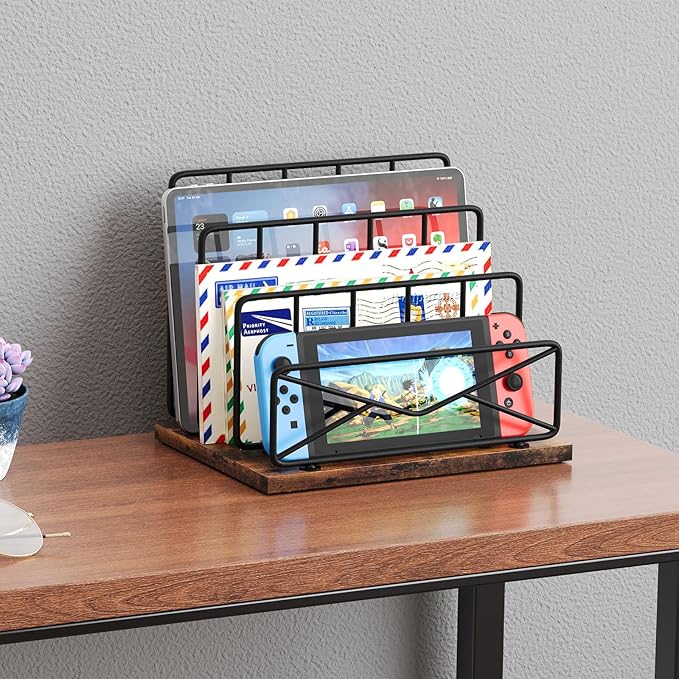 Desktop Mail Sorters Desk Mail Organizer-with 2 or 3 Slot Matte Black Metal Desktop Mail Sorter Metal Storage File Holder Letter Sorter Organizer for Home or Office Desktop (3 Slot)