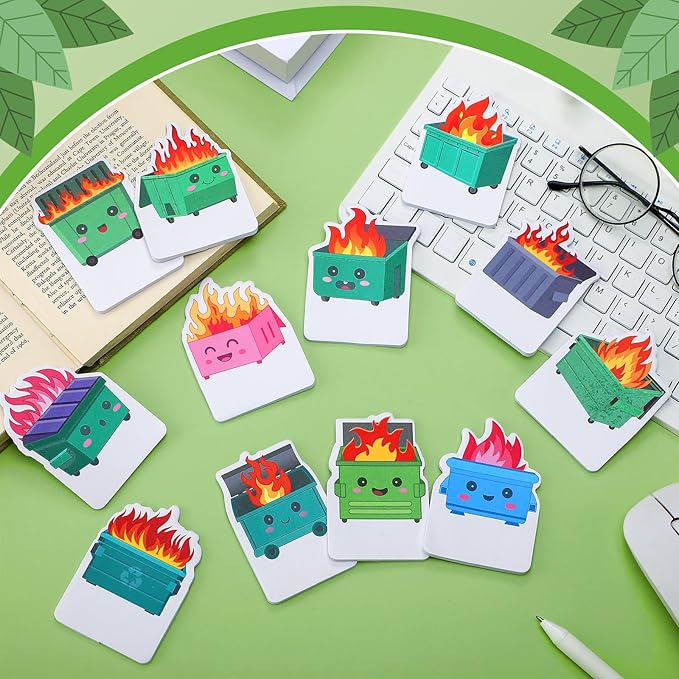 Yinder 24 Pads Cute Sticky Notes Kawaii Fun Animal Sticky Notes Pads Bulk Cartoon Memo Self Adhesive for Veterinary Gift Office School Tab Party Supplies(Dumpster)