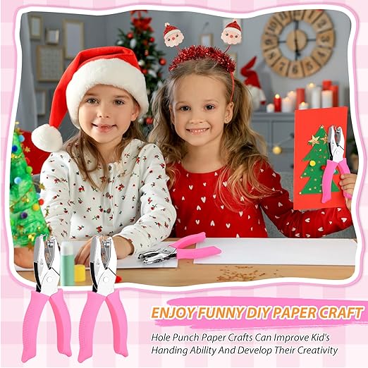 2-Pack Single Hole Punch Kit, Durable Stainless Steel Hole Punchers with 1/4" Heart & Round Punch, Perfect for Scrapbooking, Card Making & DIY Crafts