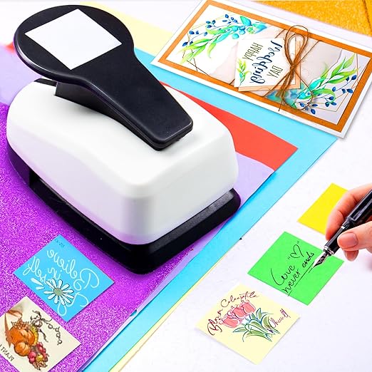 Square Hole Punch, 1.5 inch Square Paper Punch, Squares Punches for Paper Crafts, Scrapbooking Punches, Shape Hole Puncher, Squares Craft Puncher