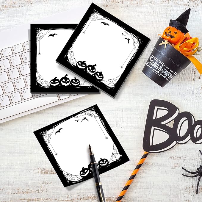 18 Pieces Halloween Sticky Note Halloween Note Pads 900 Pieces of Self Adhesive Removable Memo Pads, 50 Sheets Each for Halloween School Office Home Students Teacher Presents