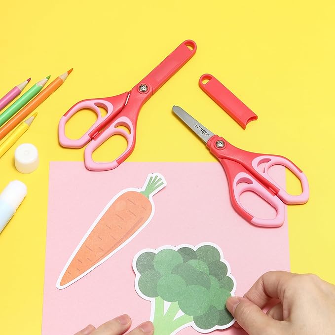 LIVINGO 5" Blunt Kid Scissors: Stainless Safety Toddler Preschool Children Scissors, School for Student Classroom Craft Art, Assorted Color, 3 Pack