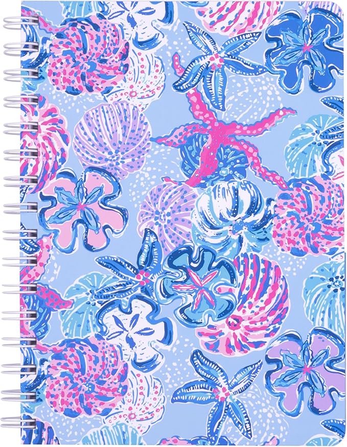 Lilly Pulitzer Hardcover Mini Spiral Notebook, 8.5" x 6.5" Small Journal with 160 College Ruled Pages, Bahamas Beachcomber