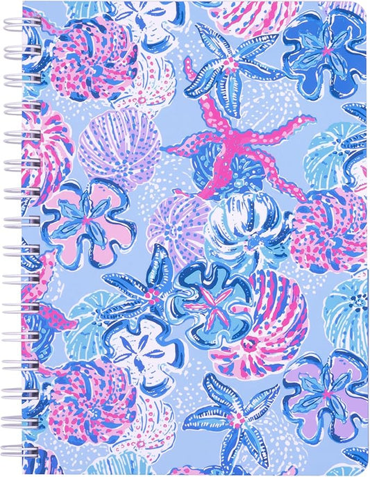 Lilly Pulitzer Hardcover Mini Spiral Notebook, 8.5" x 6.5" Small Journal with 160 College Ruled Pages, Bahamas Beachcomber