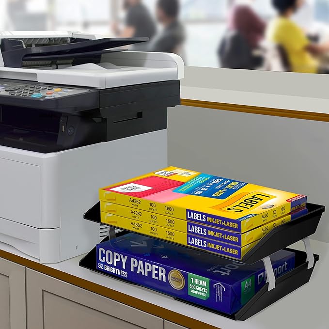 Acrimet Facility 2 Tier Letter Tray, Side Load, Letter Size/A4, Desktop File Organizer, Plastic (Black Color)