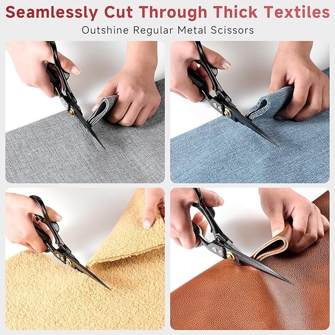 Fabric Scissors Professional Heavy Duty 8 inch Sharp Fabric Shears for Tailor Industrial Sewing Scissors for Cutting Clothes Upholstery Leather Ideal Home and Commercial Fabrics Sewing Accessories