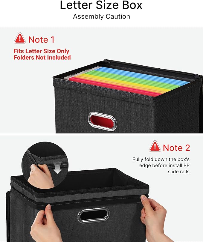 Oterri 2 Pack File Organizer Boxes with Lids, File Box with Mesh Pockets, Document Organizer Box for File Folders Letter Size, Zippers Filing Box for Home, Office, School (Black, Without Folders)