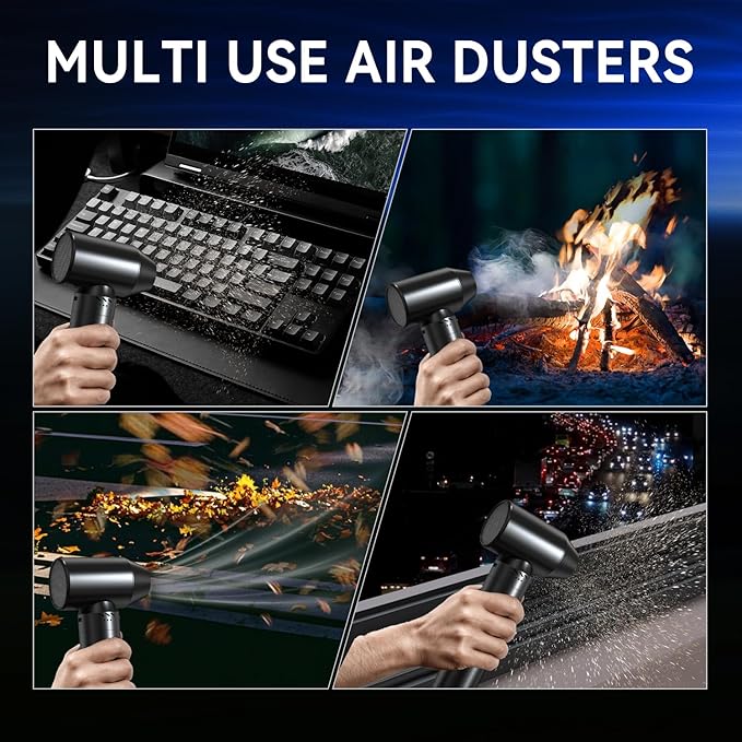 Electric Compressed Air Duster 900000 RPM - Cordless Rechargeable Air Blower for PC/Computer Cleaning, Keyboard, Electronics, Car & Home Dusting, Replaces Air Cans (Powered Turbo Fan Duster)