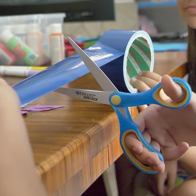 Westcott Non-Stick Student Scissors for Classroom Use, Ideal for Crafting and School Projects, Perfect for Kids Ages 12+, Back to School Supplies, 7-Inch, Assorted Colors