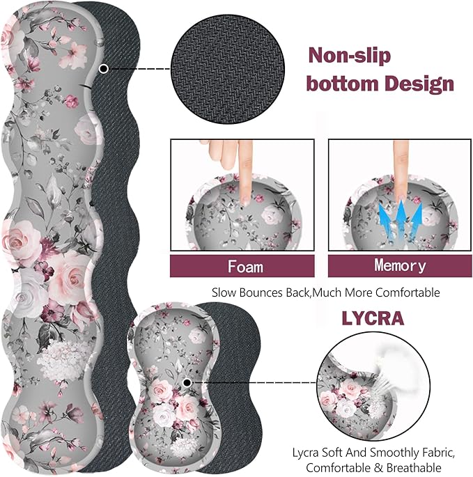 Upgraded Extended Gaming Mouse Pad, Keyboard Wrist Rest Pad, Wrist Support Mousepad Set, Artso Large Stable Rubber Base Stitched Edges, Multifunctional Desk Pad (35 x15.5 in) for Work, Game, Grey Rose