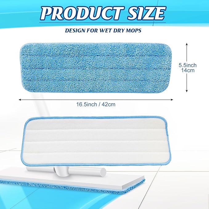 Gandeer 100 Pack Microfiber Mop Pads Machine Washable Cleaning Flat Mop Head Replacement Reusable Household Pads for Hardwood and Hard Surface Floor Cleaning and Scrubbing