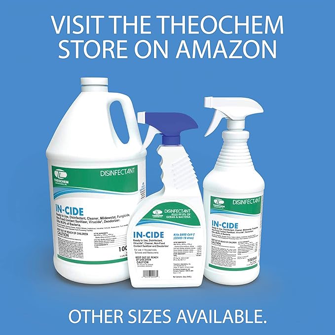 In-Cide Disinfectant Spray, EPA Registered Hospital-Grade Multi-Surface Cleaner, Sanitizer & Deodorizer, Kills 99.9% of Viruses & Bacteria, Lavender Scent, 24 oz Bottle (6 Pack)