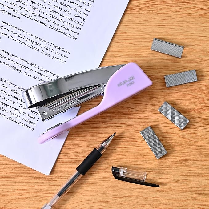 Temiary Metal Desktop Stapler with 2000 Staples Standard, 25 Sheet Capacity, Jam Free, Reduced Effort, for Desk Classroom Office Supplies (Purple)