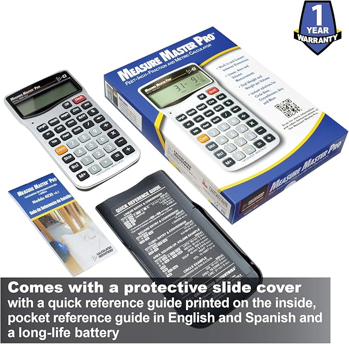Calculated Industries 4020 Measure Master Pro Feet-Inch-Fraction and Metric Construction Math Calculator, Silver