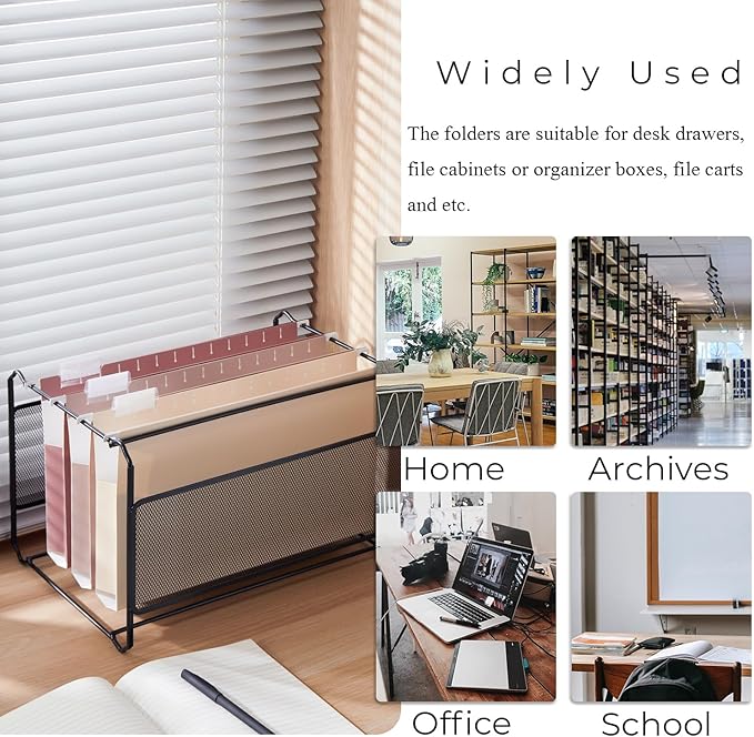 Y YOMA Legal Size - 6 Pack Extra Capacity Hanging File Folders Accordion Decorative Reinforced File Folder Cute Colored Expandable Folder for Office Home with 1/5-Cut Adjustable Tabs, Mocha Color