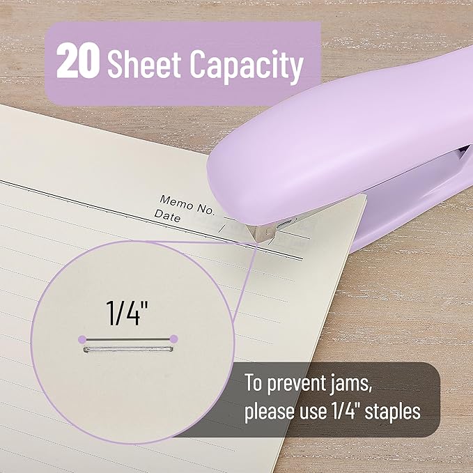 Mr. Pen- Staplers 2 Pack with 200 Staples, 20 Sheet Capacity, Purple Office Stapler for Desk and Classroom