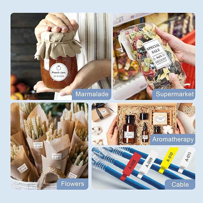 CLABEL Thermal Label Maker Machine: 221B Mini Sticker Printer Barcode Printer Inkless Label Printer Compatible with Clothing Price Labeling with 1 Roll of 50x30mm Label(Gray White)