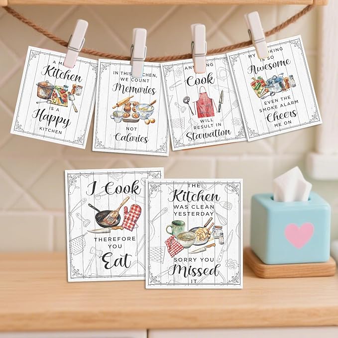 Funny Swedish Dishcloths for Kitchen - 6PCS Funny Kitchen Wash Cloths for Dishes Reusable, Cooking Themed Washable Sponge Towels Gifts for Home Party Cleaning Housewarming