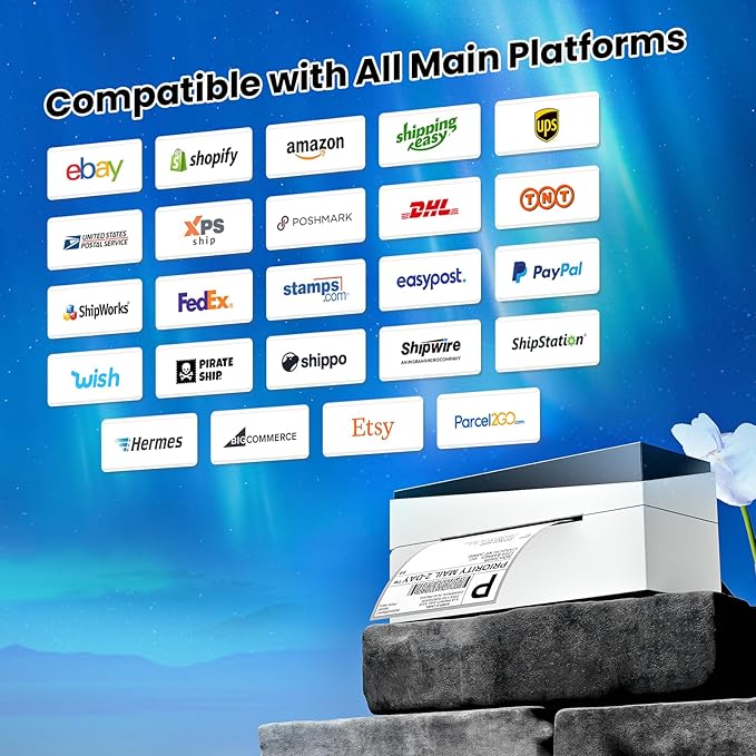 Bluetooth Shipping Label Printer 4x6, 249BT Thermal Label Printer for Small Business, Shipping Packages, Office, Home, Compatible with Amazon, Tiktok, Ebay, USPS