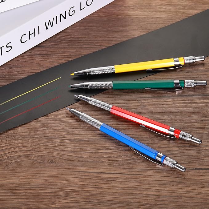 PATIKIL Mechanical Pencil with 12Pcs Multicolor Refills, Write Smoothly Portable Pencil with Built-in Sharpener for Drafting Painting Designing, Red