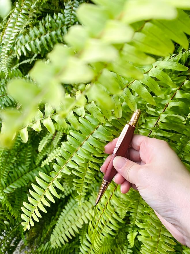 LACHIEVA LUX Rosewood Ballpoint Pen and Mechanical Pencil Set – Triangle Grip, Luxury Gift for Men and Women, Includes Refills and Gift Box