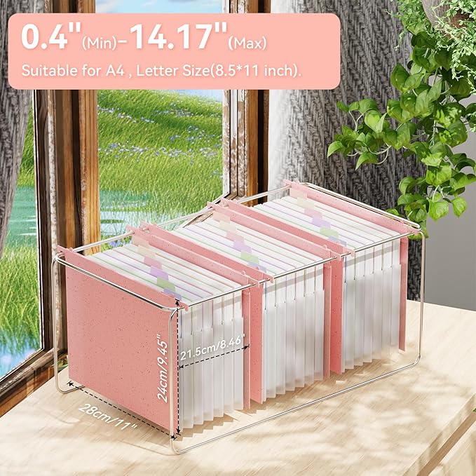 ANSOOK Wheat Straw Large Capacity Hanging File Folders Letter Size,7 Expansion 1.2" Accordion Pockets,3 Pack File Cabinet Folders with Tabs, Natural Colored File Folders for Home and Office Bulk File