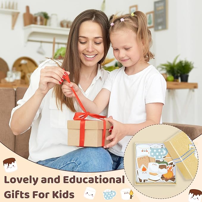 CJiangpo 30Pcs Marshmallow Sticky Notes - 600 Sheets Cute Self Stick Notepad Memo Pads Funny Cartoon Page Markers for Classroom Rewards Teacher Student Supplies Camping Themed Gift for Kids