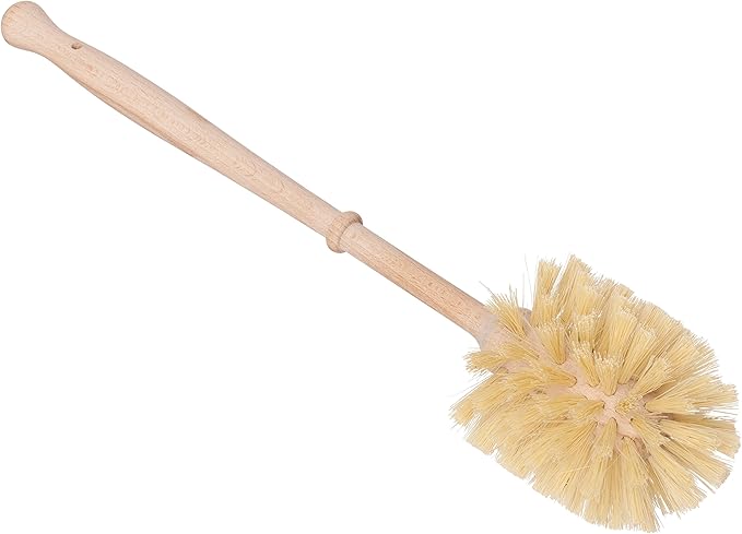 REDECKER Oiled Beechwood Toilet Brush Stand with Tampico Fiber Toilet Brush, 9-7/8 inches - Natural Bristles are Heat-Resistant and Retain Shape, Made in Germany - Wood Toilet Brush Set