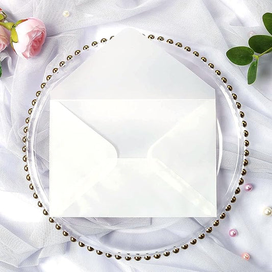 PONATIA 50 PCS/Pack A7 Vellum Envelopes, 5.35 x 7.5'' Vellum Envelopes, Perfect For 5 x 7'' Weddings Invitation Cards, Graduation Invite, Acrylic Invitations, Photos