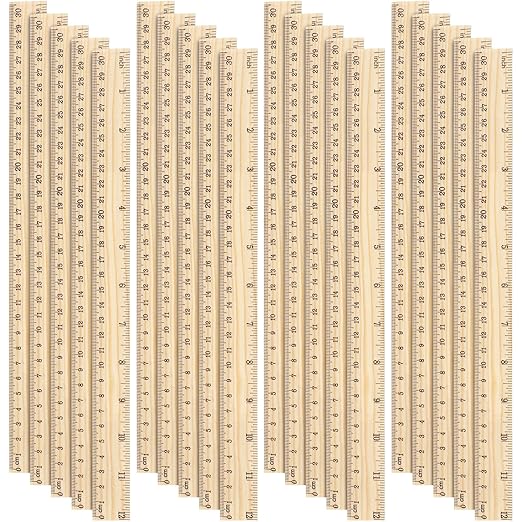 Flutesan 120 Pack Wooden Ruler 12 Inch Wood Measuring Scale Ruler for Student Office School Home, 2 Scale, 30 cm