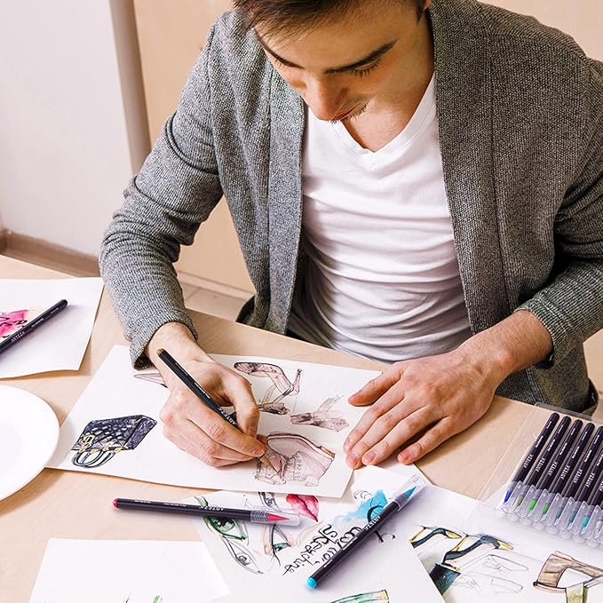 ARTEZA Real Brush Pens, 12 Watercolor Pens, Drawing Markers with Flexible Brush Tips, Watercolor Markers for Artists, and Beginners