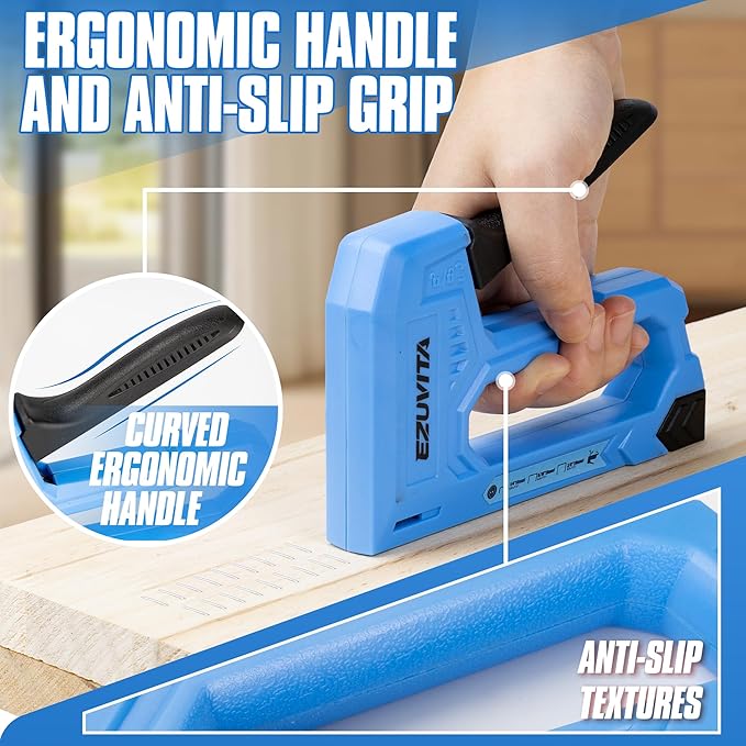 Light Duty Staple Gun for Wood, Blue Upholstery Staple Gun Kit with 2000pcs JT21 Staples 1/4, 5/16, 3/8 inch and Staple Remover, Stapler Gun for Crafts, DIY, Classroom, Decoration