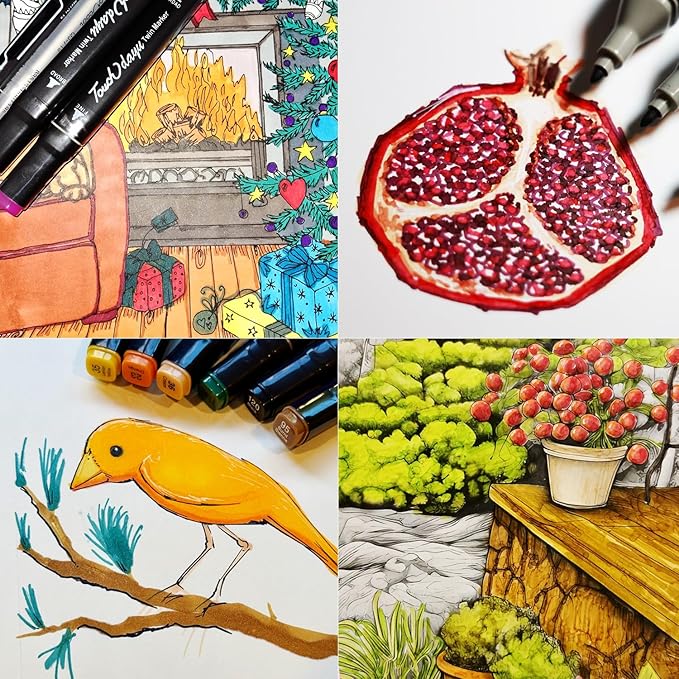 Alcohol Markers, 48 Colors Dual Tip Art Marker, Drawing for All Artists Paint Markers Pen with Carry Case Sketching Coloring