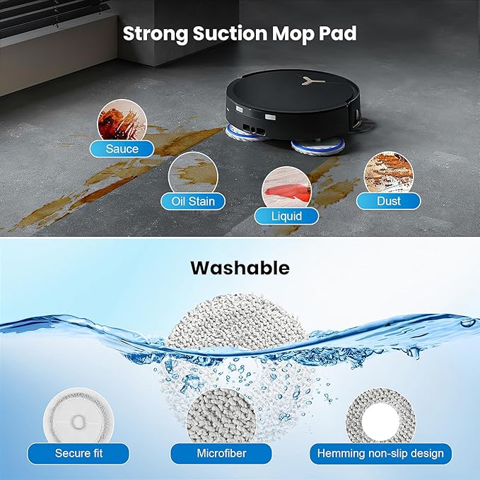 24 Pcs Replacement Parts for Ecovacs Deebot T50 Pro Omni / T50 Pro Omni Gen2 / T50 Omni Robot Vacuum, Include 1 Main Brush, 6 Dust Bags, 4 Filters, 6 Side Brushes, 6 Mop Pads and 1 Cleaning Tool