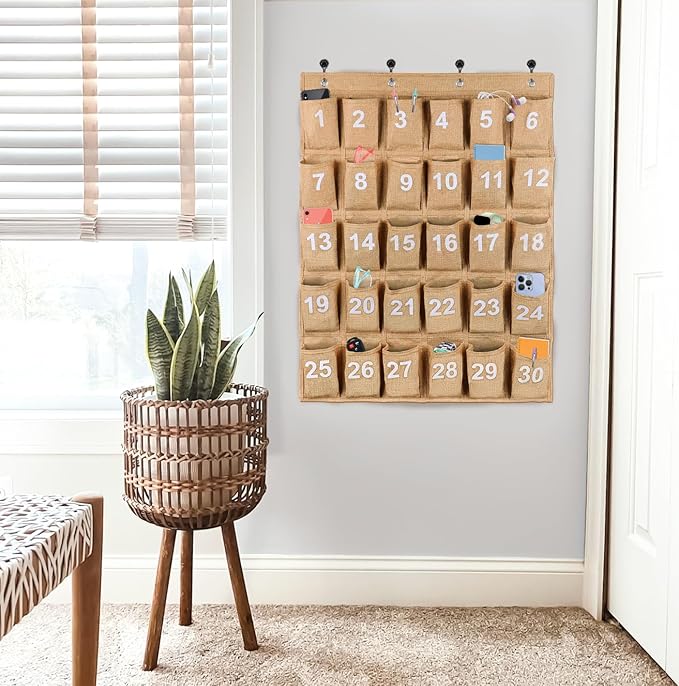 Eamay 30 Numbered Classroom Pocket Charts for Cell Phones and Calculators Holder Wall Door Mount Hanging Organizer