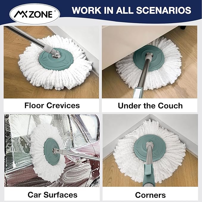 Spin Mop Replacement Head for Hurricane 360° Spin Mop Systems, Microfiber Spin Mop Head, Round Shape Standard Universal Size Magic Mop Refill, 3 Pack