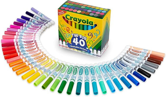 Crayola Ultra Clean Washable Markers (40ct), Colored Markers for Kids, Coloring Book Marker Set, Stocking Stuffers for Kids, Christmas & Holiday Gifts, Ages 3+