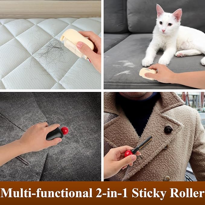 Enjoy Lint Roller, Enjoy Sticky Lint Roller, 2 In1 Washable Lint Remover, Portable Reusable Mini Lint Roller Pet Hair Remover, Sticky Lint Roller Ball for Clothes, Furniture, Dog & Cat Hair (2pcs)