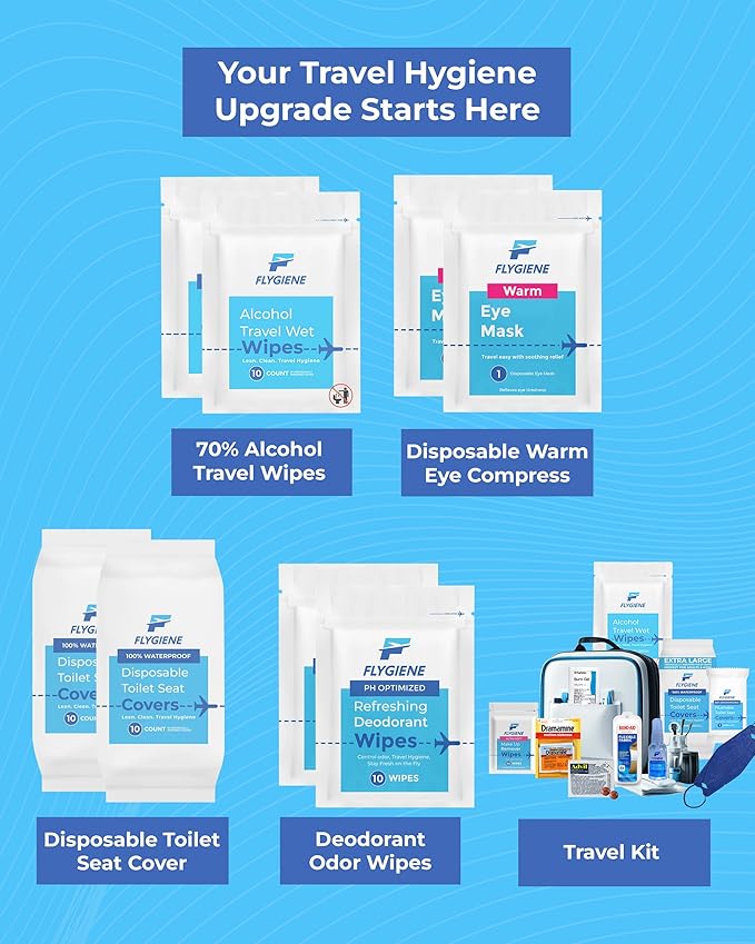 40 Count Sanitizing Wipes, 70% Alcohol, Individually Wrapped, Wet Wipes, Travel Size, Airplane Essentials