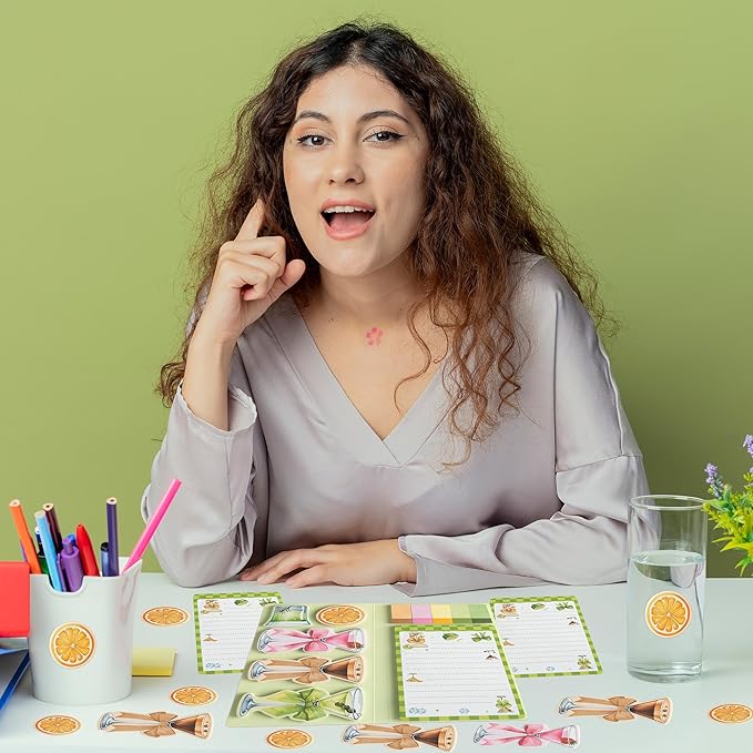 B1ykin Sticky Notes Set, Dirty Martini Self-Stick Notes Pad Teacher Appreciation Martini Lovers Gifts, Self-Adhesive Writing Memo Pages Sticky to Do Notepad for Kids Employee School Office (Martini)