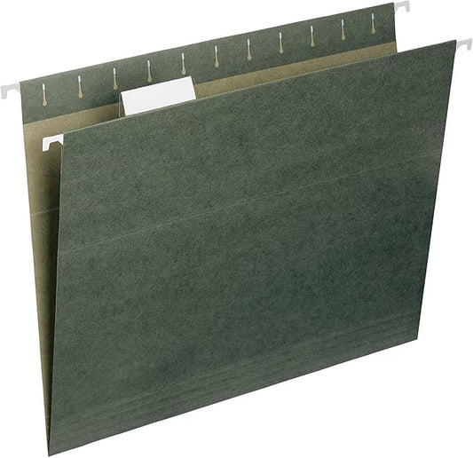 Smead Hanging File Folder, 1/5-Cut Adjustable Tab, Letter Size, Standard Green, Hanging Folders for Filing Cabinets, File Organizer Folder, 50 Per Box (64029)