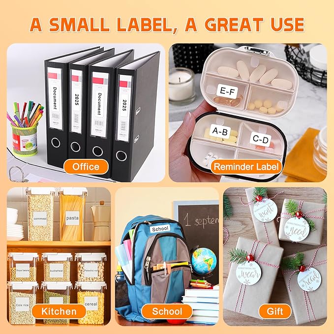 Bluetooth Label Maker Machine with Tape, Barcode Label Printer, Portable Thermal Label Printer for Small Business, Office, Home, Kitchen, School